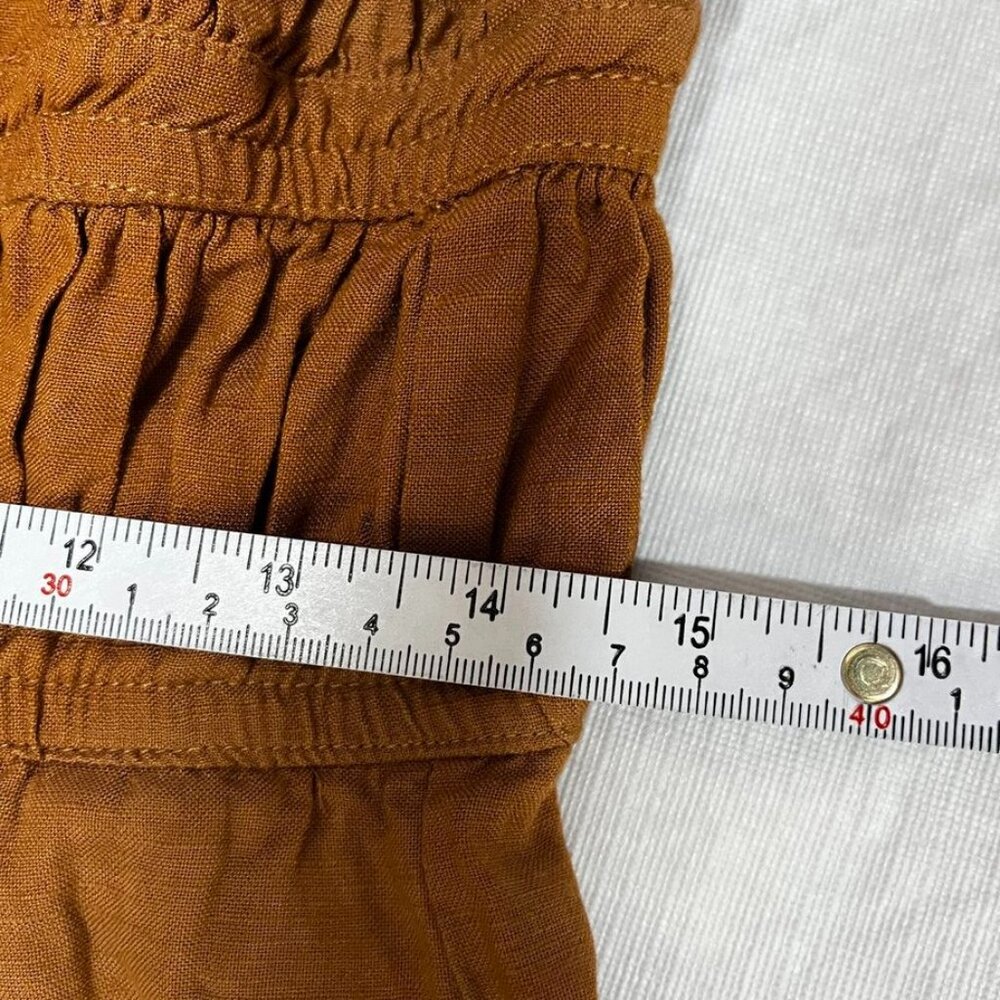 ASTR The Label Mocha Shirred Wide Leg Linen Blend Jumpsuit Brown Medium - Picture 12 of 15